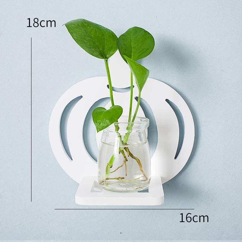 Креативная Скандинавская настенная ваза прозрачная гидропонная стеклянная ваза для украшения дома и офиса забавные подарки Прямая поставка - Цвет: White-L