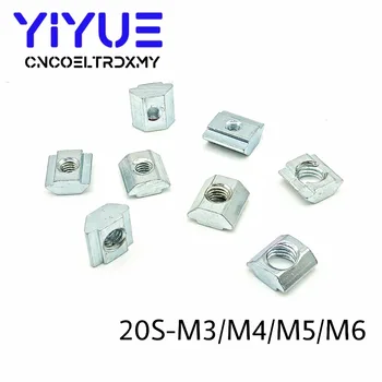 

20pcs Zinc Plate Coated M3 M4 M5 M6 T Block Square nuts T-Track Sliding Hammer Nut for Fastener Aluminum Profile 2020