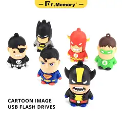 Dr. Memory Cartoon Super Heros Pendrive Железный человек Бэтмен USB флэш-накопитель 4 ГБ 8 ГБ 16 ГБ 32 ГБ 64 ГБ 128 ГБ Капитан Америка U Stick