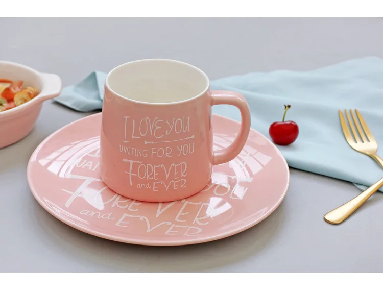 Новинка, керамическая посуда фламинго, блюда и чашка, набор, креативная керамическая чашка, мультяшная Квадратная тарелка, кофейная, молочная, чайная кружка