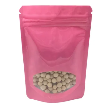 

100Pcs/lot Pink Aluminum Foil Stand Up Ziplock Package Bag with Round Window Heat Seal Doypack Mylar Beans Nuts Zipper Pack Bag