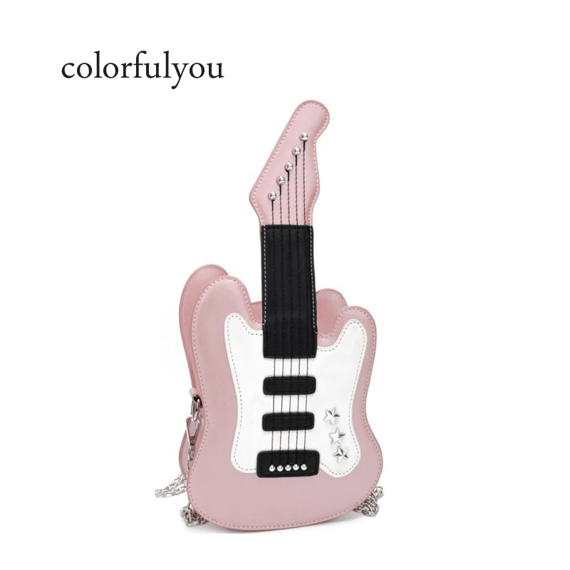 

Personality Guitar Shape handbag 2019 NEW Design PU Leather Chain shoulder Bag for Women Crossbody small Messenger Bags purse