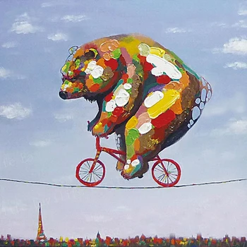 

100%Handpainted modern Abstract Wall Art Skilful Bear Oil Painting On Canvas Animal Pictures For Living Room Decor