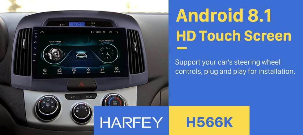Excellent Harfey 9" Android 8.1 GPS Navi Car Stereo For Hyundai Elantra 2007 2008 2009 2010 2011 car Multimedia Player WIFI AUX 0