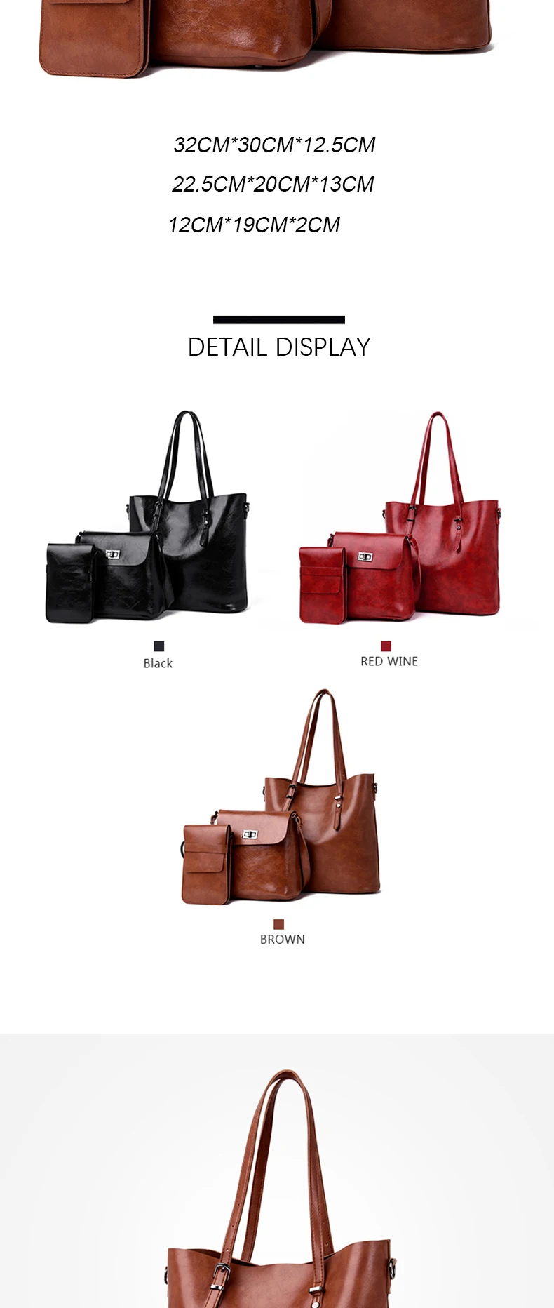 Новинка, 3 комплекта, женская сумка, модные сумки на плечо, Высококачественная женская простая сумка, ретро дизайнерская сумка на плечо, клатч