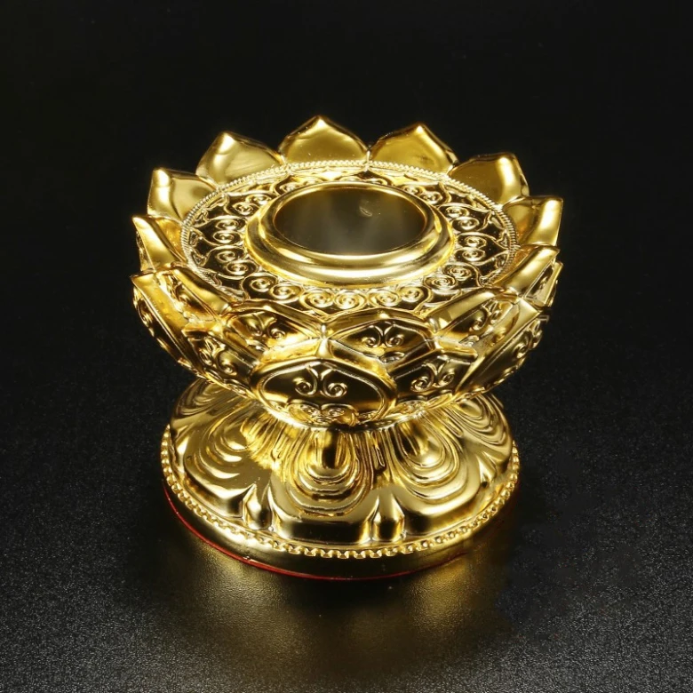 Polyresin Lotus Shaped Prayer Wheel Base, Prayer Pedestal, Suitable For