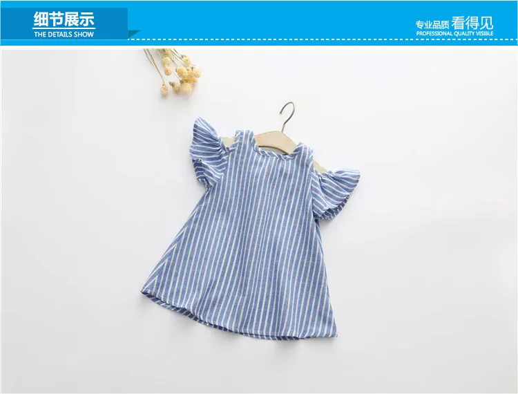 2018 Summer 2 3 4 6 8 10 Years Children Birthday Party Dance Prom Blue Stripe Little Kids Sexy Baby Girls Strap Princess Dress (3)