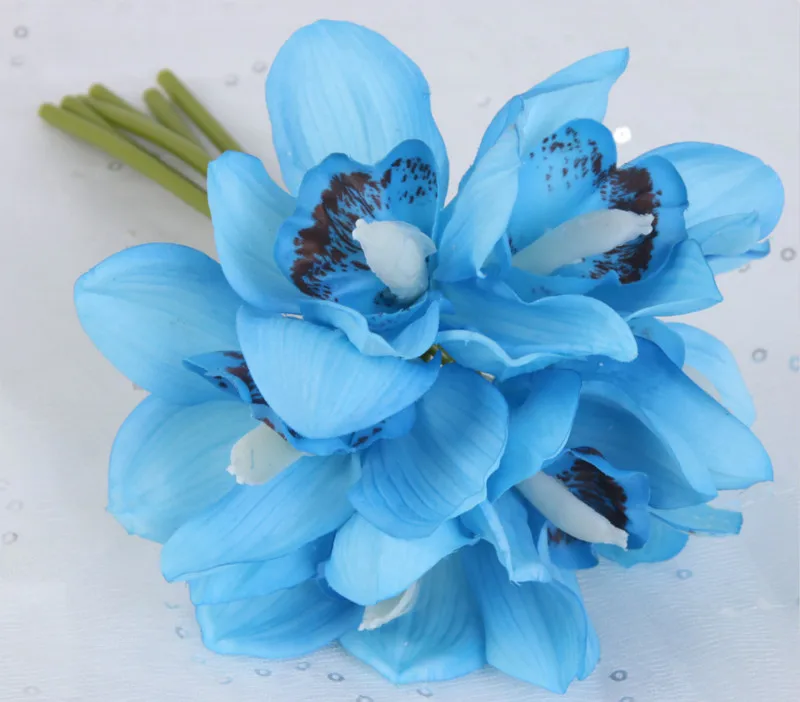 6 головок Большой Цветок cymbidium Искусственные цветы «сделай сам» свадебный цветок невесты ручной работы украшение дома искусственная Орхидея растения