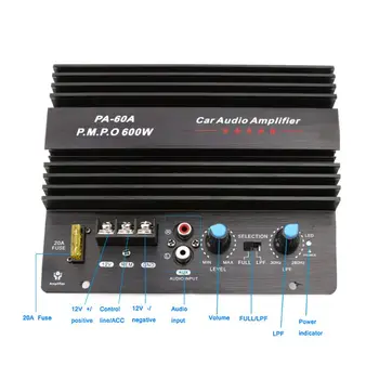 

Free shipping 12V 600W Car Audio Amplifier Board PA-60A Subwoofer Circuit Module