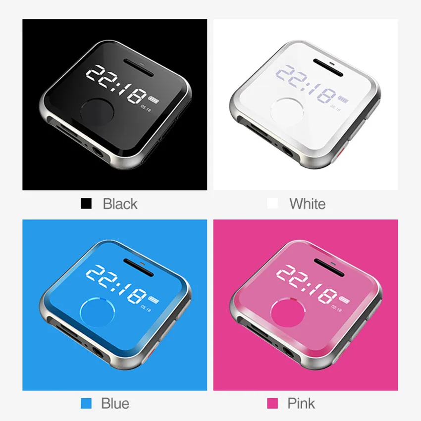 

16G Mini MP3 Bracelet Portable Metal Clip Sports Music Player Support WAV Voice Recorder FM Radio Play 30 Hours High Quality