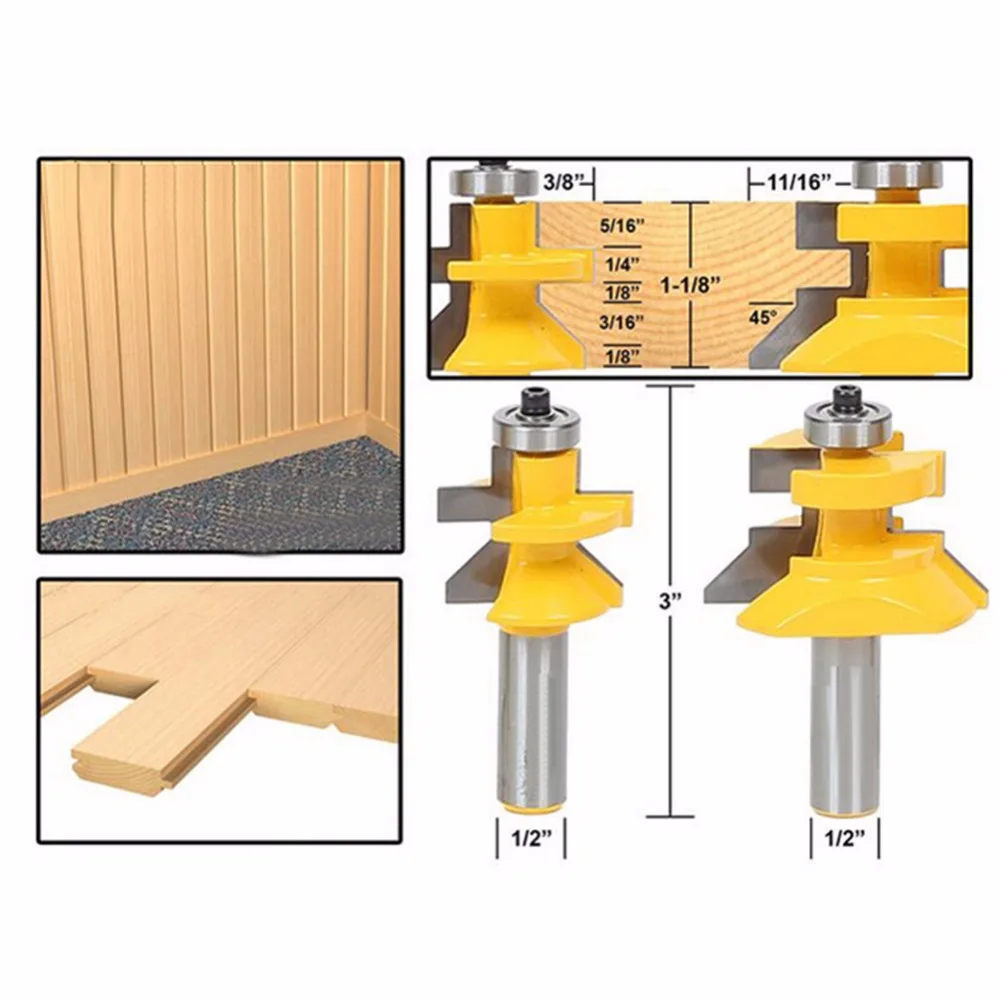 2pcs Carbide 45 Degree Router Bit Solid Hardened Steel Router Bit V
