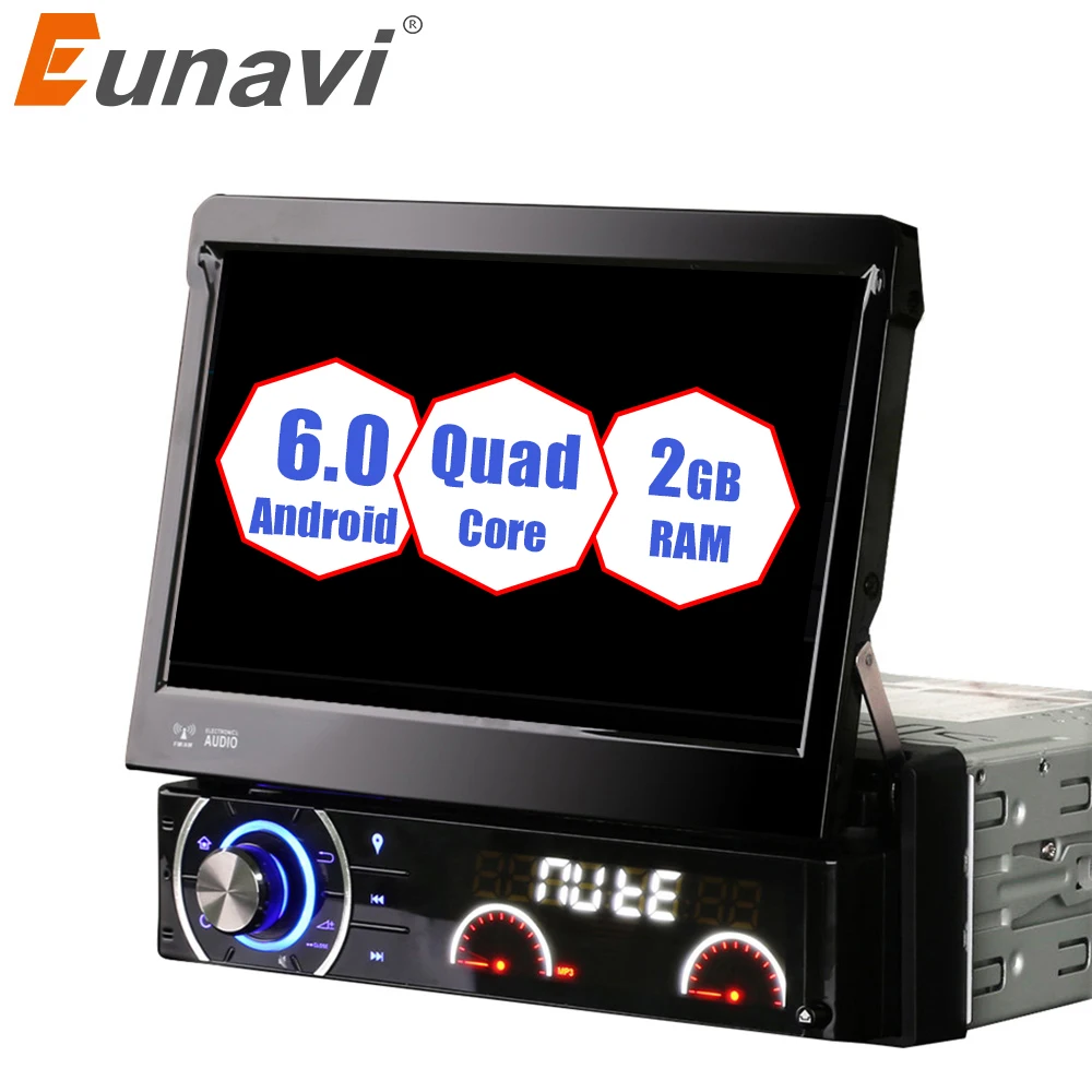 Eunavi 2G 7 дюймов 1 din автомобильный dvd плеер Android 6 0 1080P видео HD мультисенсорный экран