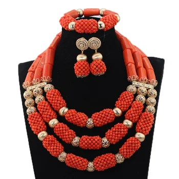 

Fashion Chunky Coral Beads Necklace Jewelry Set African Party Jewerly Set Coral Beads Women Jewelry Set Free Shipping CG059