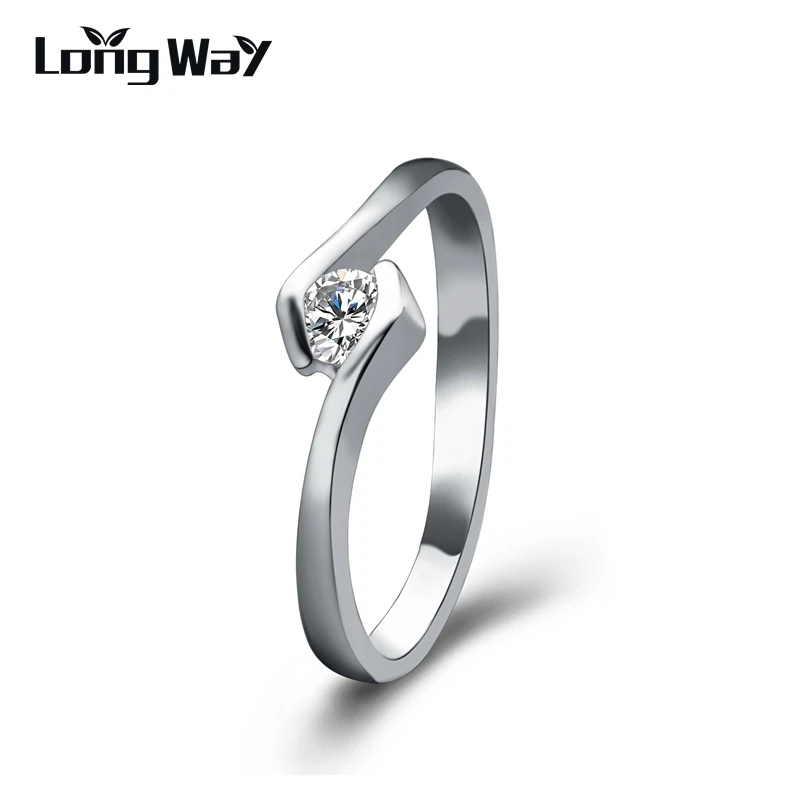 

LongWay 2019 New Arrival Genuine silver Color Ring Fashion Cubic Zircon Ring Luxury Woman Ring Finger Wedding Rings SRI140001