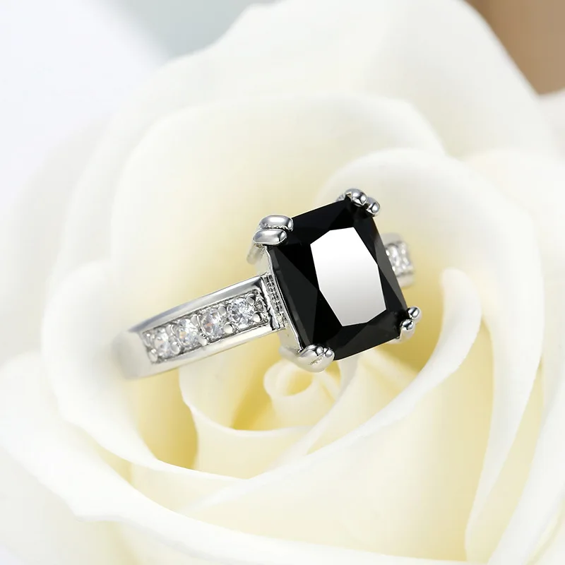 

Male Female Black Ring 925 Anillos Silver Jewelry Vintage Wedding Rings For Men And Women Female Statement Party wholesale