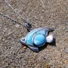 Pendentif Larimar en pierres précieuses naturelles, mignon poisson de mer, bijoux fins pour femmes, breloque en argent Sterling 925, cadeau ► Photo 3/6