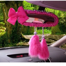 ; женские модные милые розовые интерьерные автомобильные принадлежности; подголовники с бантом на плечах; зеркальные комплекты; ручной тормоз и т. д