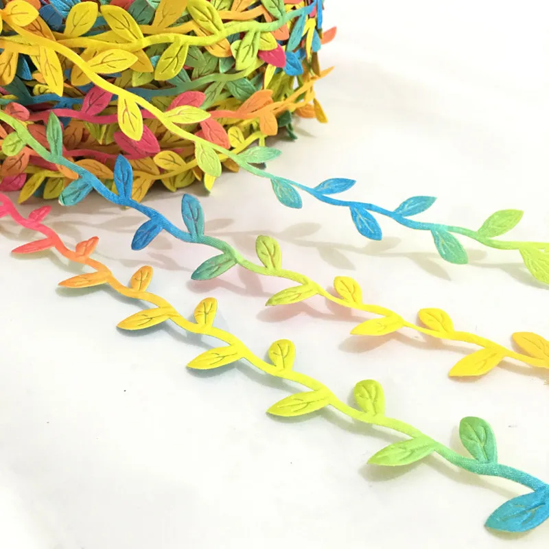 

10 Meters Rainbow color Leaf Trim Ribbon Lace for Craft Decoration (N.B. this is a cut from a roll) 7LS36
