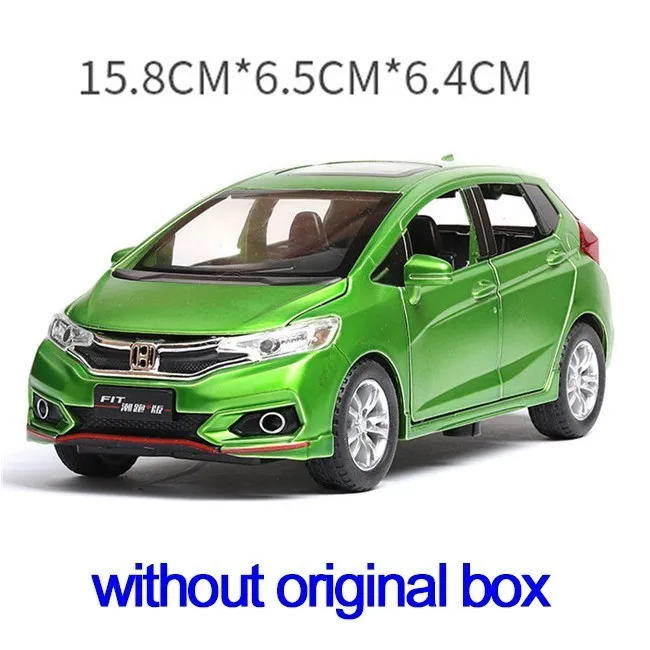 1:32 15,8 см Honda Fit Модель автомобиля игрушки с Люком и светильник функция оттягивания литые Автомобили Модель хэтчбек автомобиль игрушка для мальчиков - Цвет: green no box