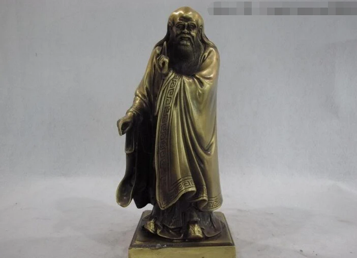 

fast shipping USPS to USA S2936 11 China History Brass Founder of Taoism Philosopher Lao Zi Lao zu Buddha Statue