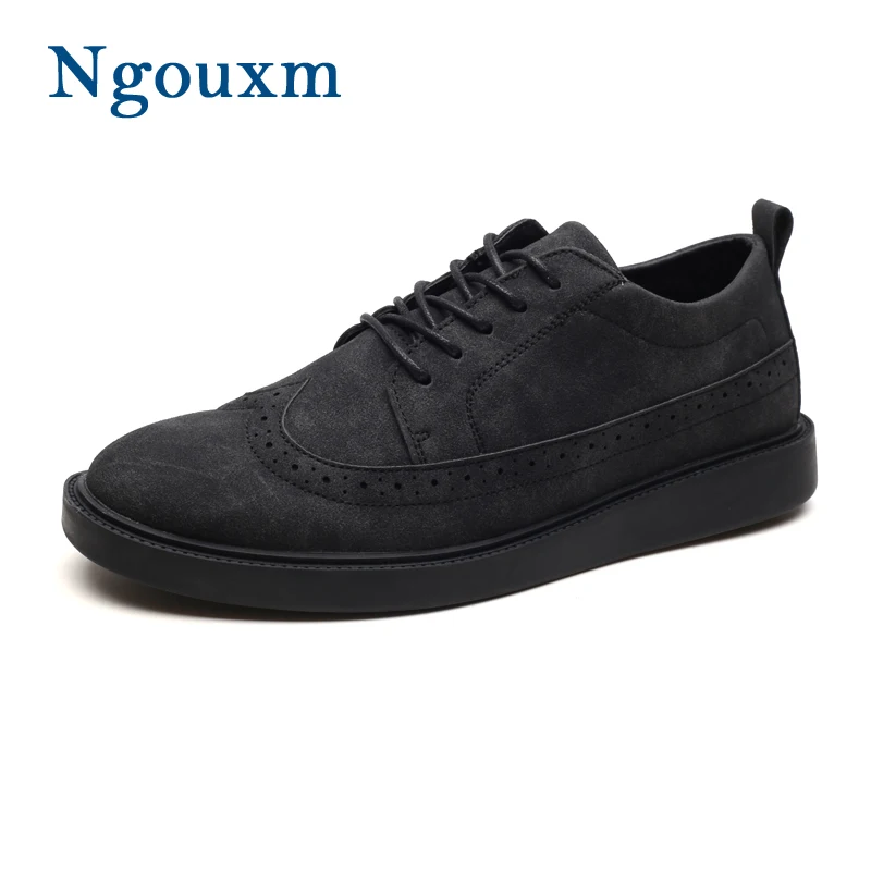 

Ngouxm Casual Shoes Men Spring Autumn Handmade Suede Leather Men's Casual Sneakers Breathable Lace Up Outdoor Man Footwear