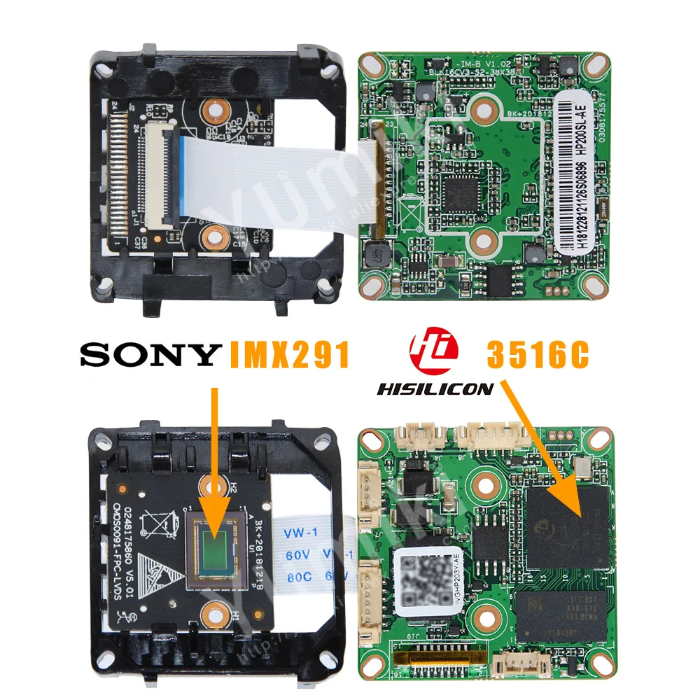 Интеллектуальные анализы H.265 1/2.8 &quotМодуль платы SONY IMX291 + Hi3516CV300 IP камера