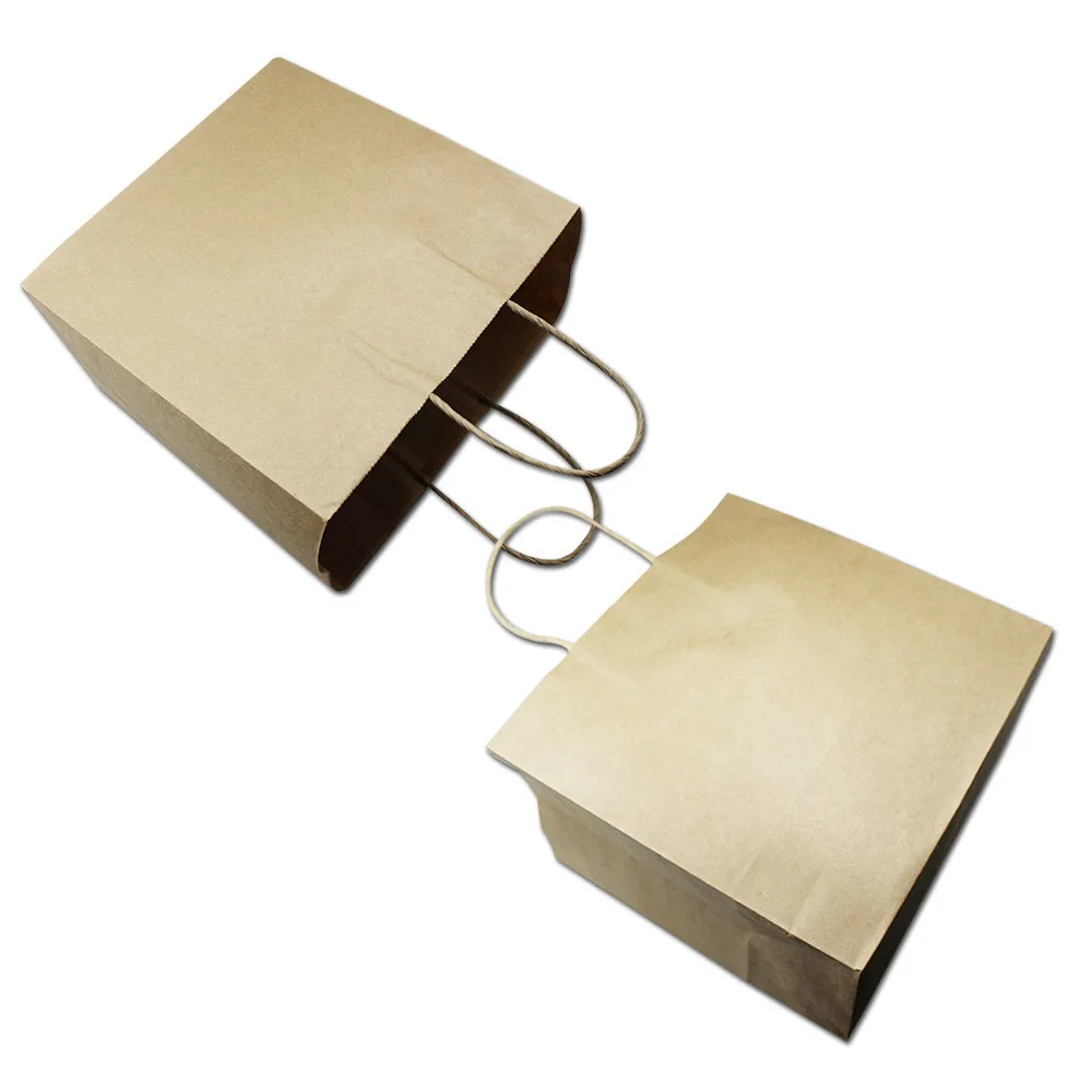 

100Pcs/lot DHL Wholesale Stand Up Brown Kraft Paper Clothes Packaging Bag Party Gifts Crafts Packing Pouch with Handle