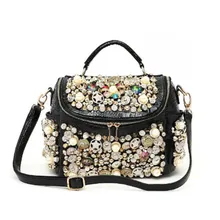 Модная Бриллиантовая женская сумка, Дамская Вместительная женская сумка на плечо с бисером, стразы, диагональная подушка, сумки-мессенджеры