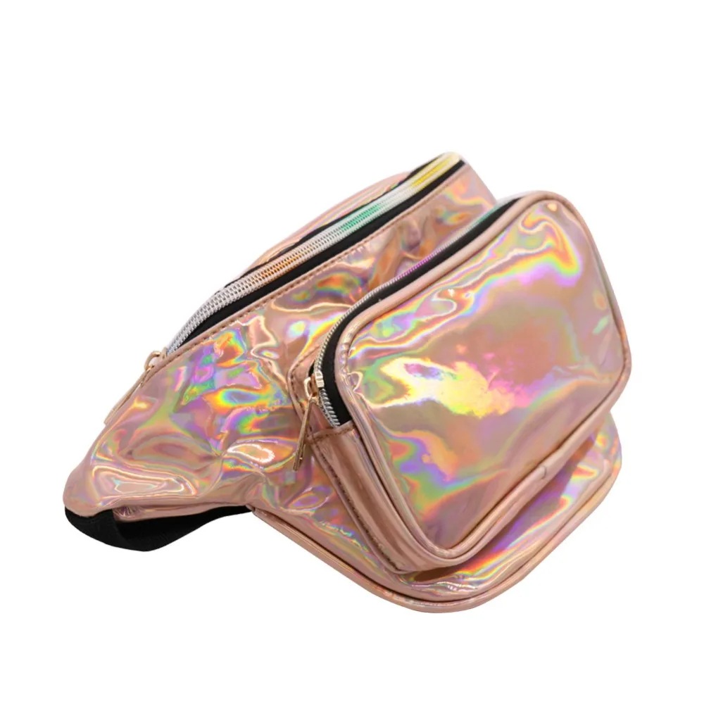 

ZYJ Girls Laser Sport Waist Bags Pack Cycling Fitness Pockets Women Casual Paillette Shoulder Bright Color Chest Sling Bag