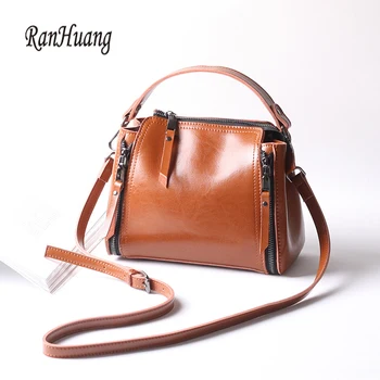 

RanHuang Brand New 2018 Women Genuine Leather Handbags Small Handbags Ladies Luxury Shoulder Bags Vintage Messenger Bags Black