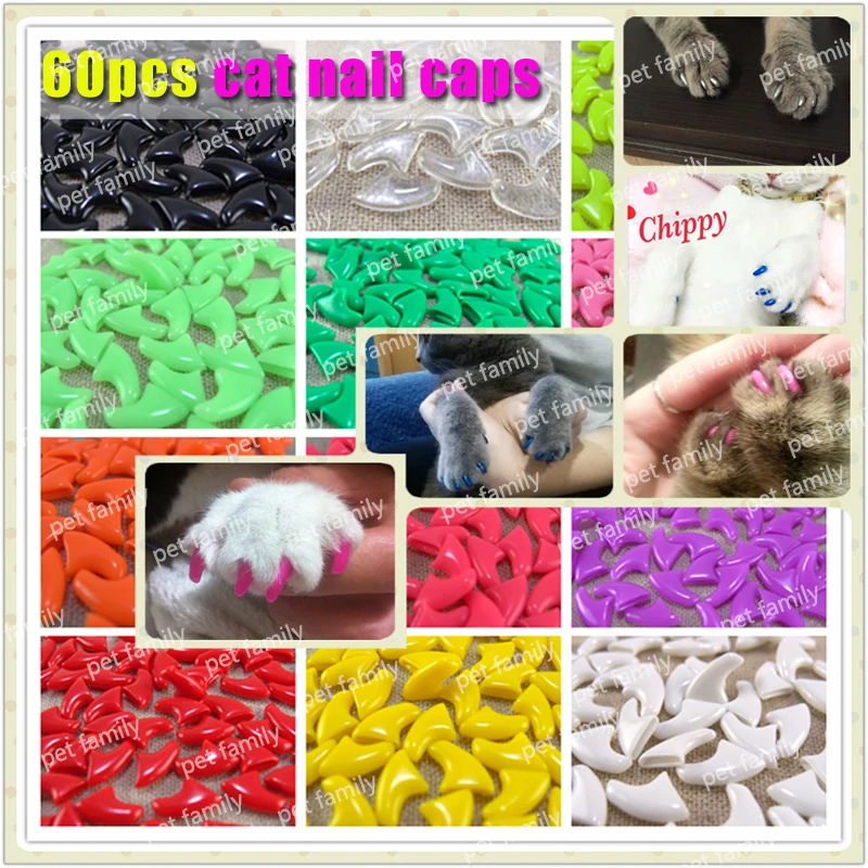 free shipping Pets nail caps 60pcs/lot package Cat nail Caps soft cat