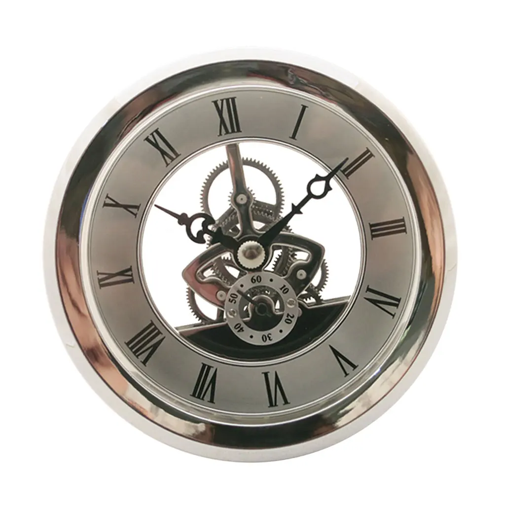 MagiDeal 103mm Dial Roman Numeral Watch Anniversary Quartz Skeleton Clock Insert with Silver Trim