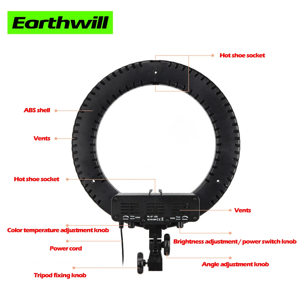 12 дюймов аксессуары для фотостудий Камера мобильного телефона в реальном времени светодиодный Круглый заполнить светильник 3200-5500K 110-240v затемнения макияж Красота кольцевой светильник