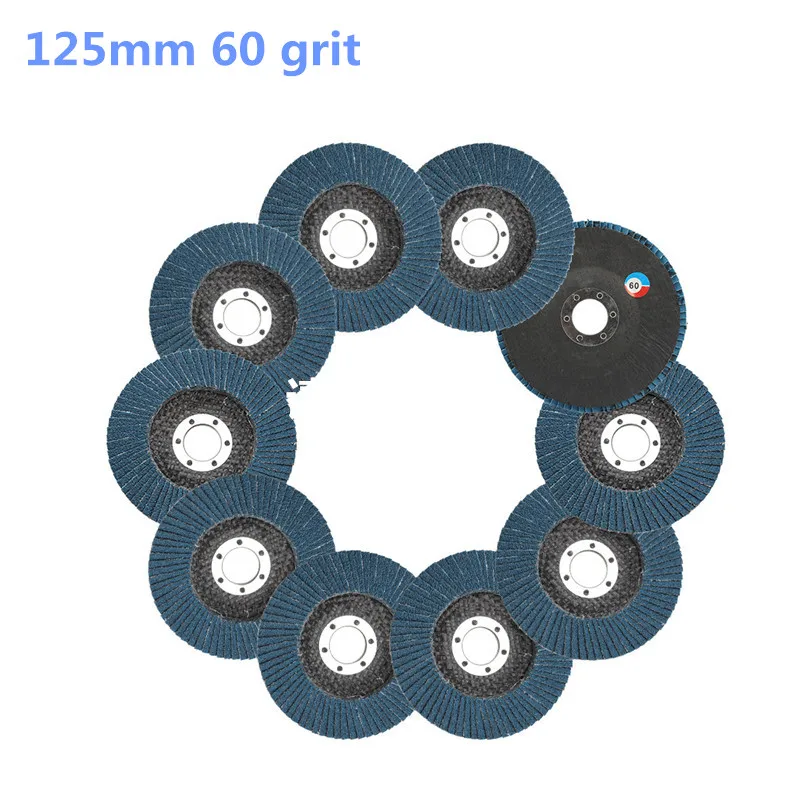 10 шт. 125 мм профессиональный инструмент Лепестковые диски шлифовальные диски 40/60/80/120 Грит абразивные диски лезвия для угловая шлифовальная машина для обработки металлов инструменты - Цвет: 60 Grit