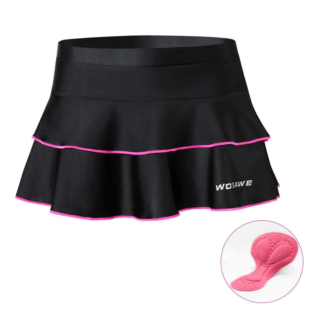 WOSAWE, гелевые мягкие женские велосипедные шорты, нижнее белье, юбка для спорта на открытом воздухе, юбка для горного велосипеда, велосипедная юбка, шорты для спуска - Цвет: Black Skirts