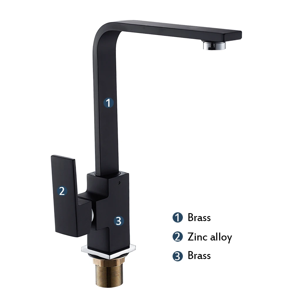 Modern Chrome Kitchen Faucet 360 Degree Rotation Water Filter Tap Water Faucets Brass Sink Tap Water Mixer Black Kitchen Fixture