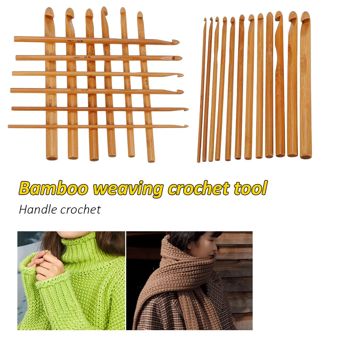 Us 1 99 30 Off Top Sale Best Sale 12 Sizes Bamboo Knitting Needles Handle Crochet Hook Knit Weave Yarn Crafts Home Diy Brand Knitting Tools In