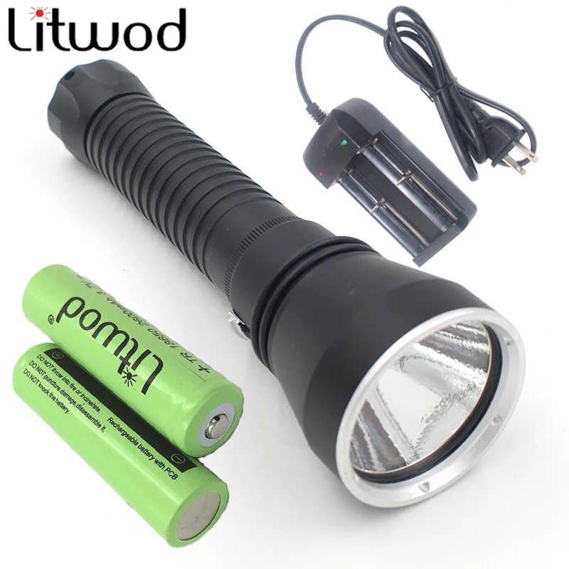 

Litwod Z30D88 Diving Led Flashlight 5000LM Lamp XM-L2 EasyWhite LED Stepless Dimming Underwater 150m IPX8 +2 battery charger