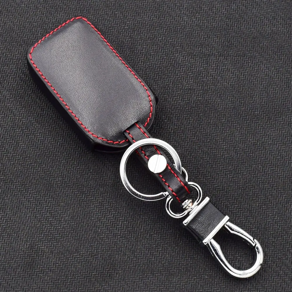 Leather Car Key Case For Honda Crider Accord Civic 4 Buttons Smart Remote Fobs Cover Keychain Bag Protector Auto Accessories