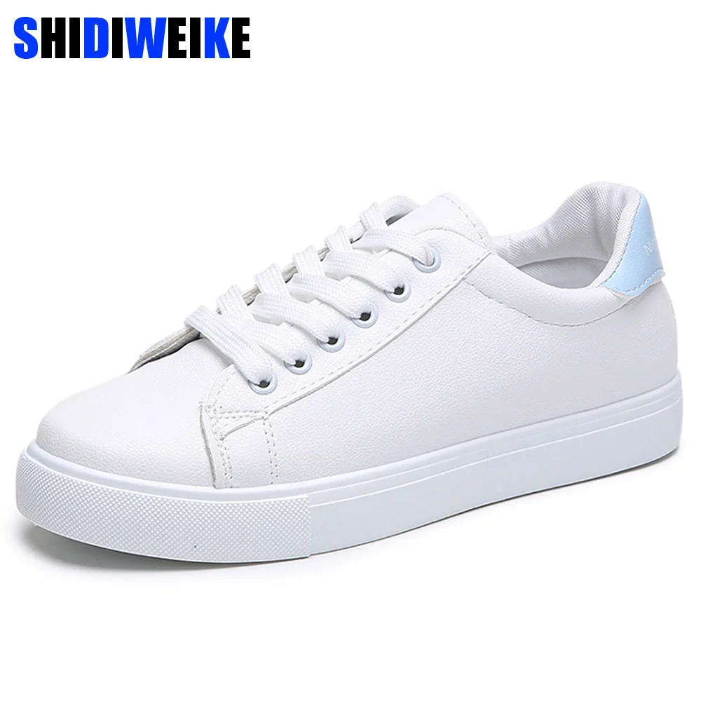 

Women Sneakers 2019 Fashion Breathble Vulcanized Shoes Women Pu leather Platform Shoes Women Lace up Casual Shoes White g522