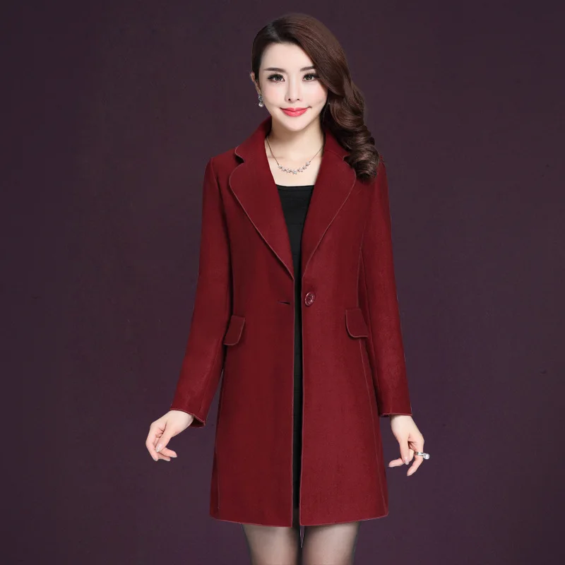 Mode Lady 1 Solide À Affaires Vestes Outwear La 2 D'hiver 2018 Femelle Taille Dames Plus Col Office Unique Revers Bouton 4 Manteau De Laine Nouvelles 3 6qanX8B