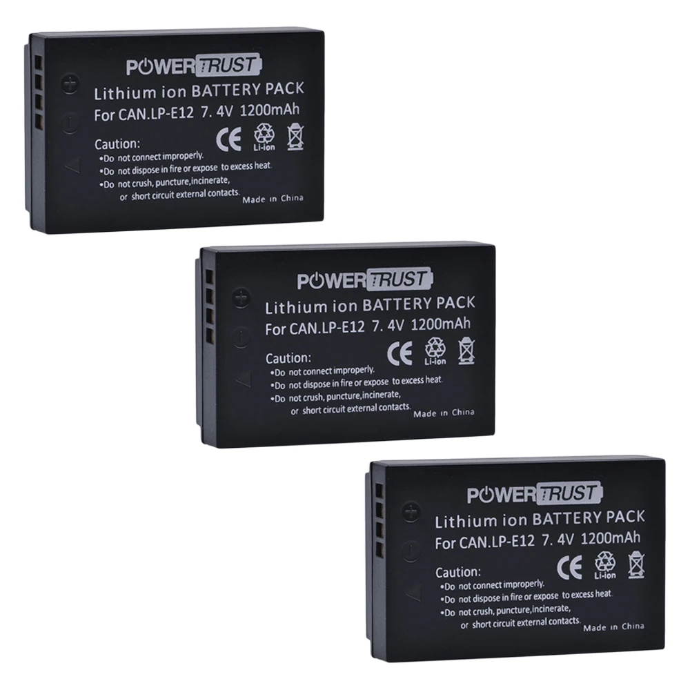 3Pcs 1200mAh LP E12 LP E12 LPE12 Replacement Camera Batteries For Canon