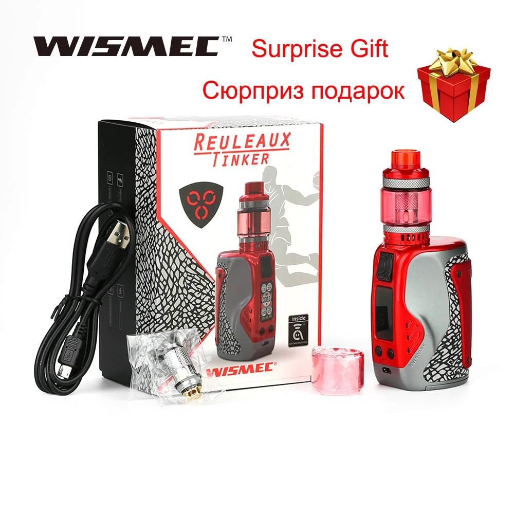 

Original Newest WISMEC Reuleaux Tinker 300W TC Kit with 6.5ml/2ml Column Tank WL01 0.15ohm Single Coil Max 300W E-cig vape Kit