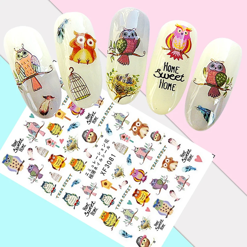 

Nail Sticker Art Decoration Slider Cartoon Animals Owl Deer Rabbit Panda Adhesive Design Water Decals Manicure Accessoires