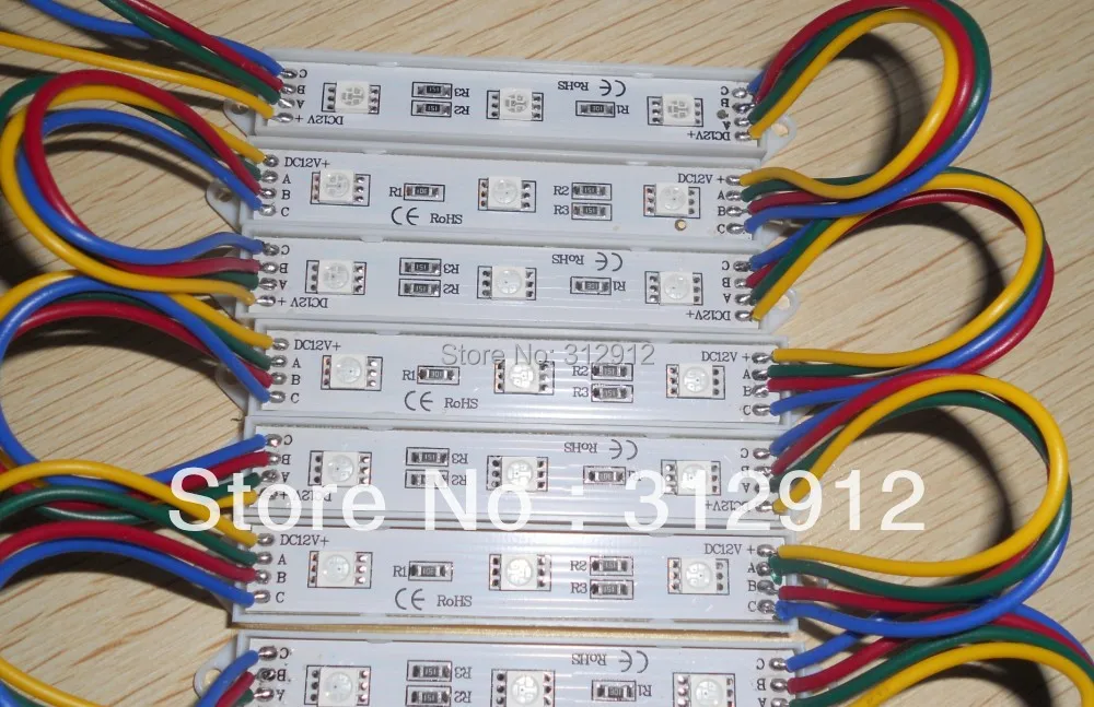 NON-waterproof 3pcs 5050 SMD LED module plastic case RGB color DC12V 20pcs a string75mm*12mm | Лампы и освещение
