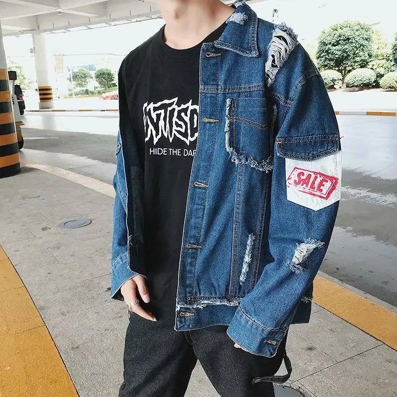 Spring New Hooded Denim Jacket Men Fashion Fake Two Pieces Of Streetwear Bomber Jacket and Coat Man Cowboy Clothes Male S-3XL