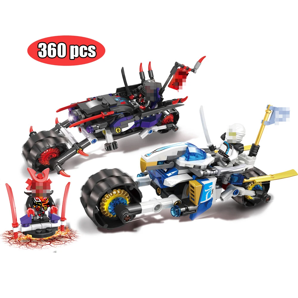 

360pcs Ninja Samurai Motorcycle Building Blocks Bricks Compatible Legoinglys Movie NinjagoED Figures Gifts Toys for Kids
