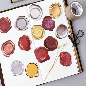 

45pcs/box wax seal cute diy stationery sticker kawaii korean scrapbooking vintage paper stickers for planner school kids toys