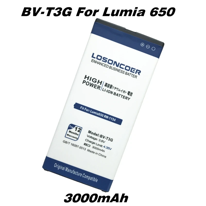 imágenes para LOSONCOER BV-T3G Reemplazo del Li-ion Para Nokia lumia 650 RM-1154 Microsoft + Código de Seguimiento imágenes para LOSONCOER BV-T3G Reemplazo del Li-ion Para Nokia lumia 650 RM-1154 Microsoft + Código de Seguimiento
