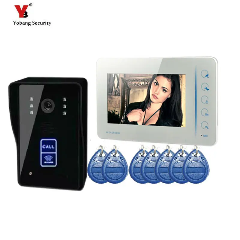 Yobang Security freeship Video Intercom Monitor RFID Card Reader 7\ Doorbell Phone Home Security Color Wired for House Apartment